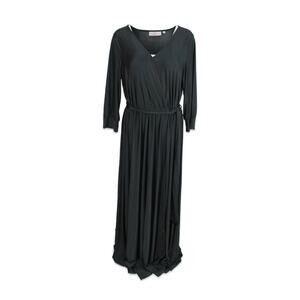 Laurie Felt Wrap Front Maxi Dress Dress L Black Goth Witchy Spooky Stretchy Glam